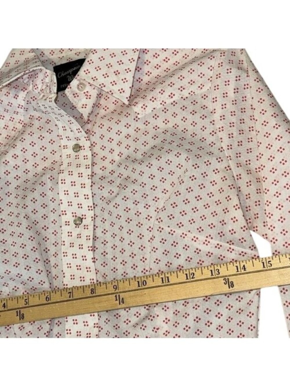Champion Westerns Womens Long-Sleeve Button-Up Shirt Size 12 White With Red Dot - Picture 8 of 9